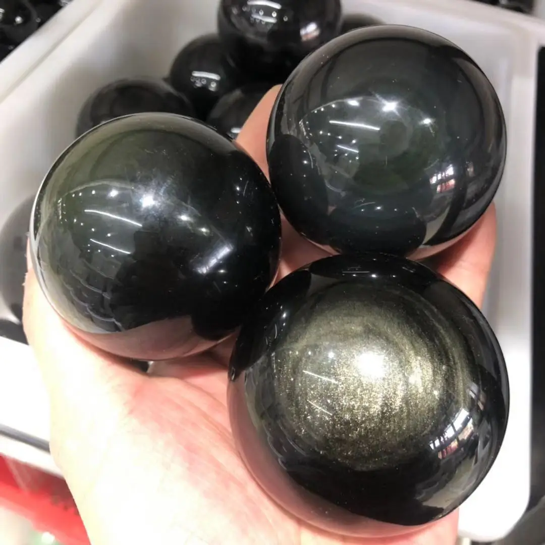 

Натурального Меха чернобурки обсидиановый Кристалл Массажный мяч магический шар Feng Shui ювелирные изделия 1 шт