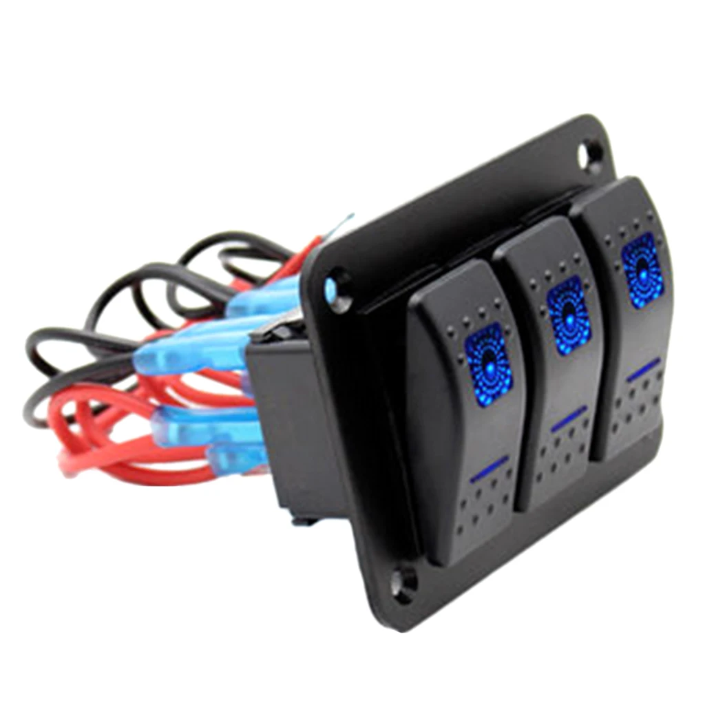 

12V 3 Rocker Switch Panel Power Breaker For Marine Boat Car RV Vehicles