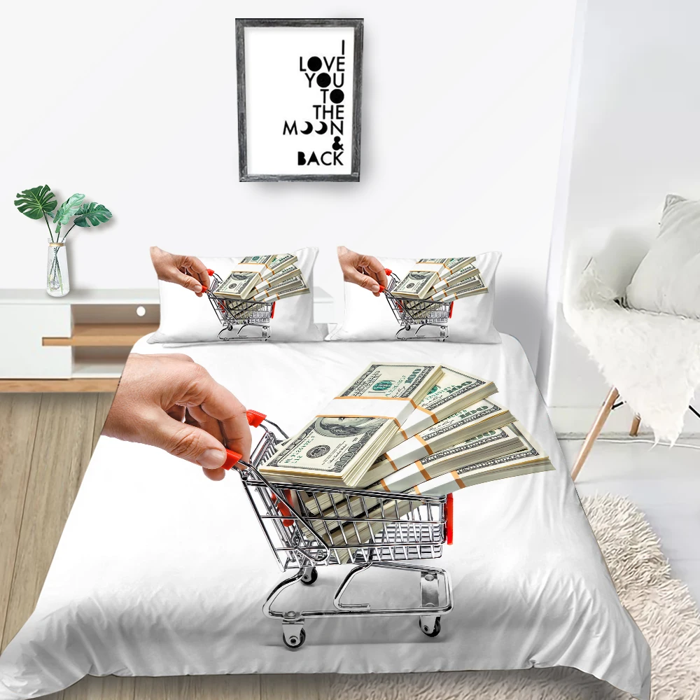 

Trolley Bedding Set Money Creative Fashion High End 3D Duvet Cover King Queen Twin Full Single Double Unique Design Bed Set