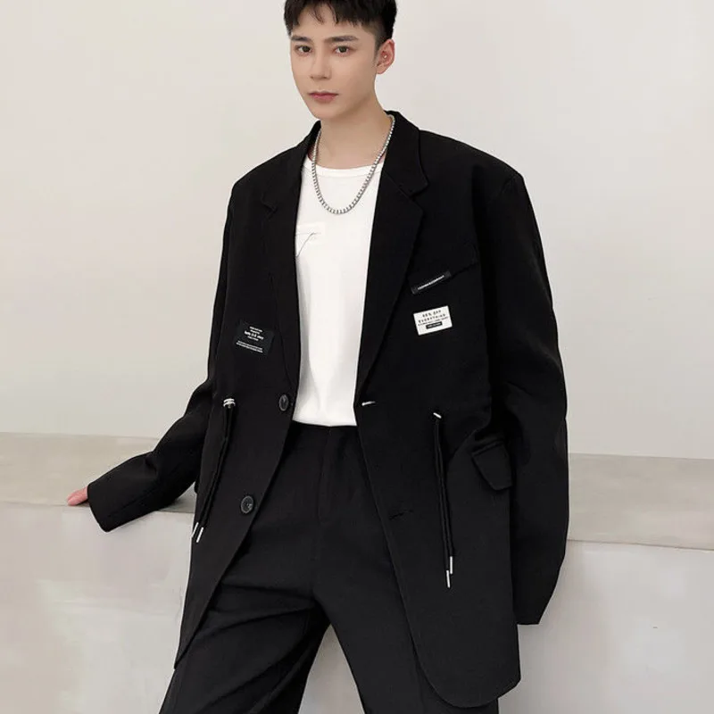 

Men's Wear Fashionable Simple Suit Coat Waist Drawstring Design Single Breasted Blazers Oversized Coat 2022 Autumn