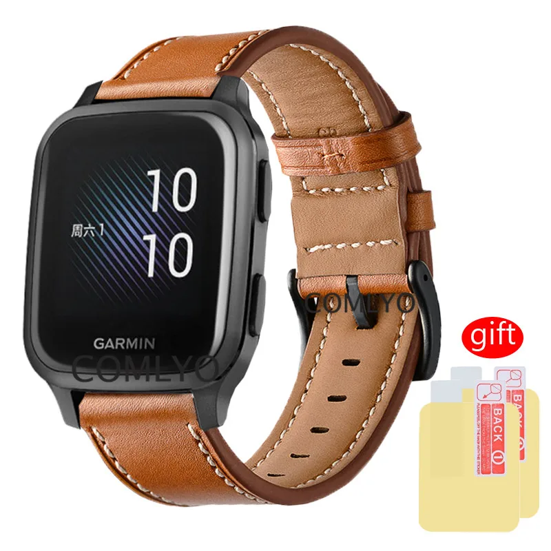 Online Correas de cuero para reloj inteligente GARMIN Venu SQ, paquete de 3 en 1, con película protectora de pantalla