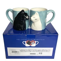 black and white cat couple cup budding to home set water gift creative animal