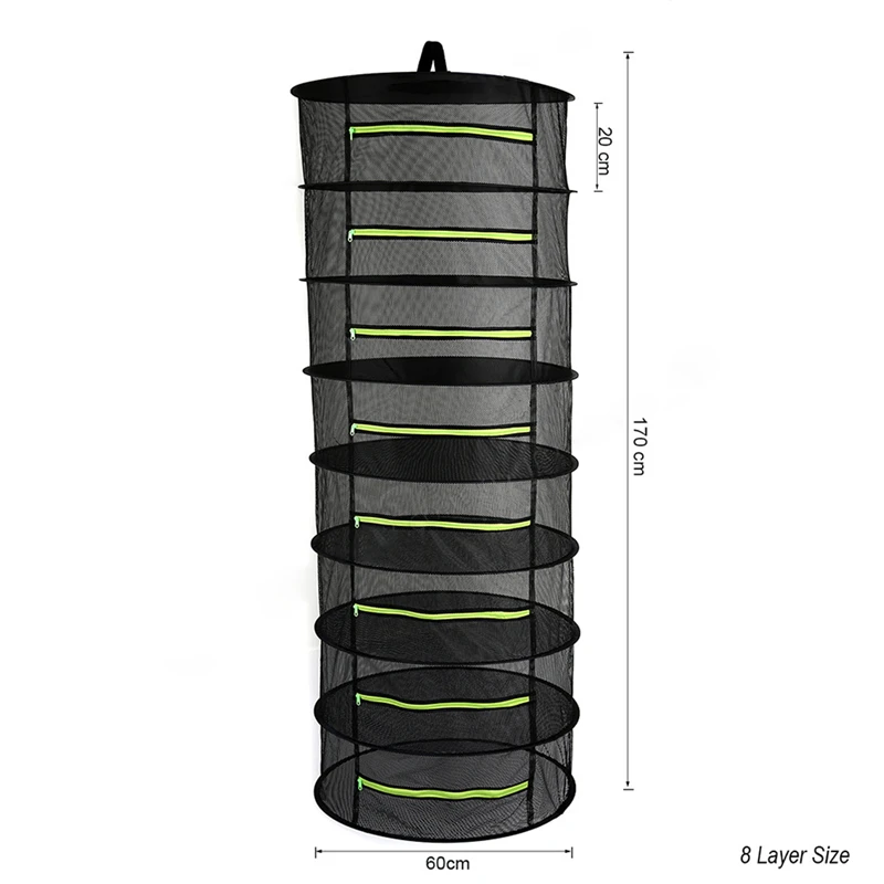 

Portable Folding 2/4/6/8 Layers with Zipper Folding Hanging Drying Net Clothes Dry Rack Mesh Dryer Bag Fishing Net for Camping