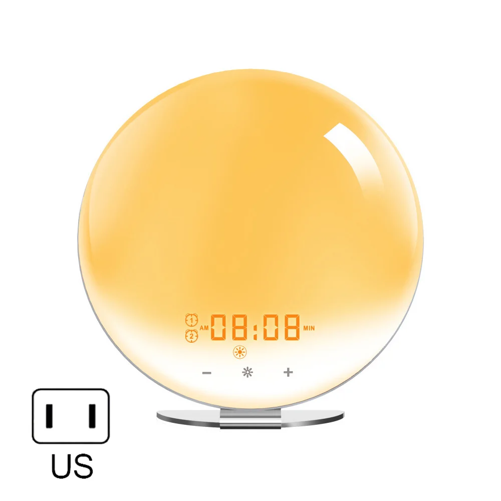 

Smart Wake Up Light Convenient Alarm Clock Night Light Analog Sunrise Wake Up LED Colorful Color Changing Night Light FM Radio