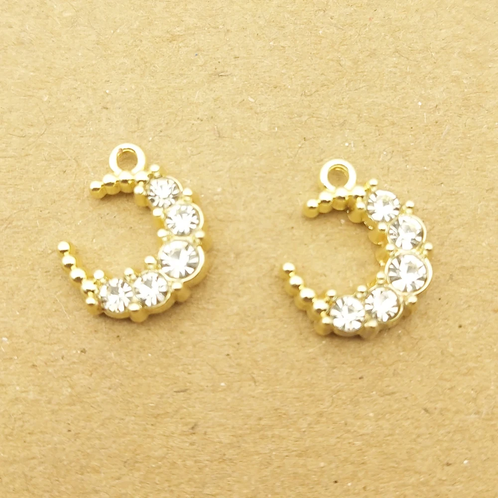 

10pcs 12x12mm crystal moon charm for jewelry making crafting fashion earring pendant bracelet charm necklace charms diy finding