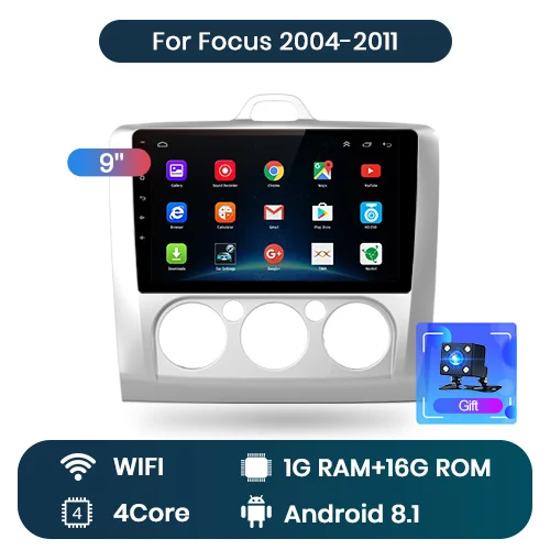 WIFI (1GB 16GB) Junsun V1 2G+ 32G Android 9,0 DSP автомобильный Радио Мультимедиа Видео плеер навигация gps для ford focus 2 3 Mk2/Mk3 хэтчбек 2 din DVD - Цвет: WIFI (1GB 16GB)