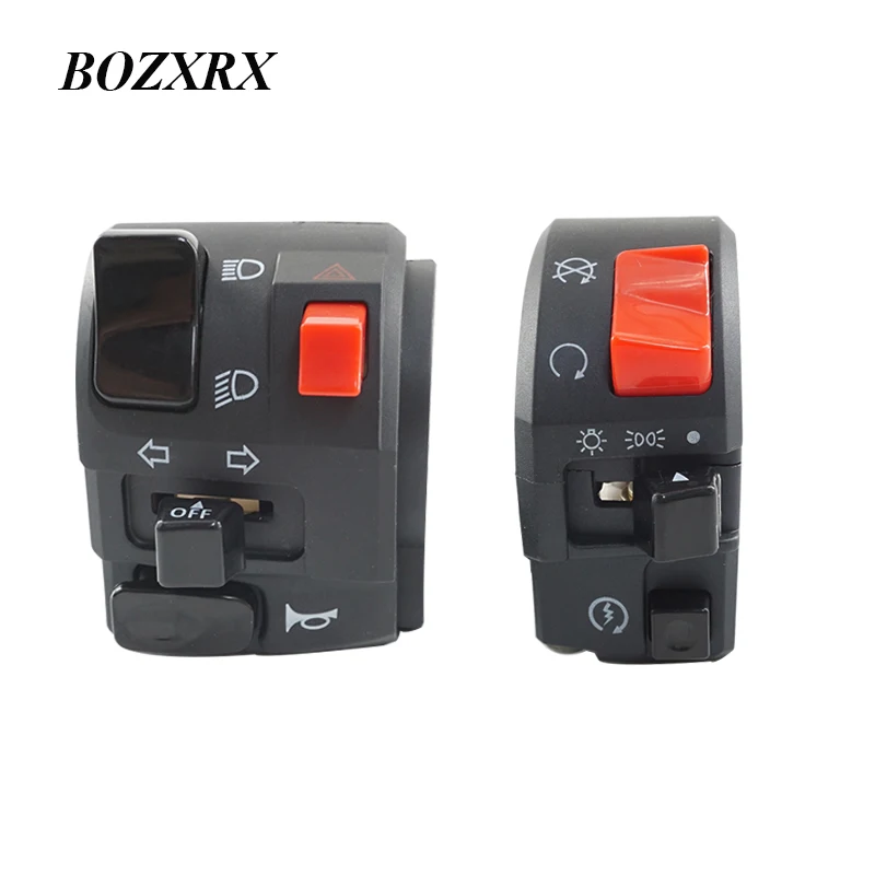 Right-Left BOZXRX 7/" 22 мм мотоциклетные переключатели, мотоциклетные рожковые кнопки, сигнал поворота, противотуманная фара, светильник, пусковой руль, Электрический контроллер, переключатель - Цвет: Right-Left