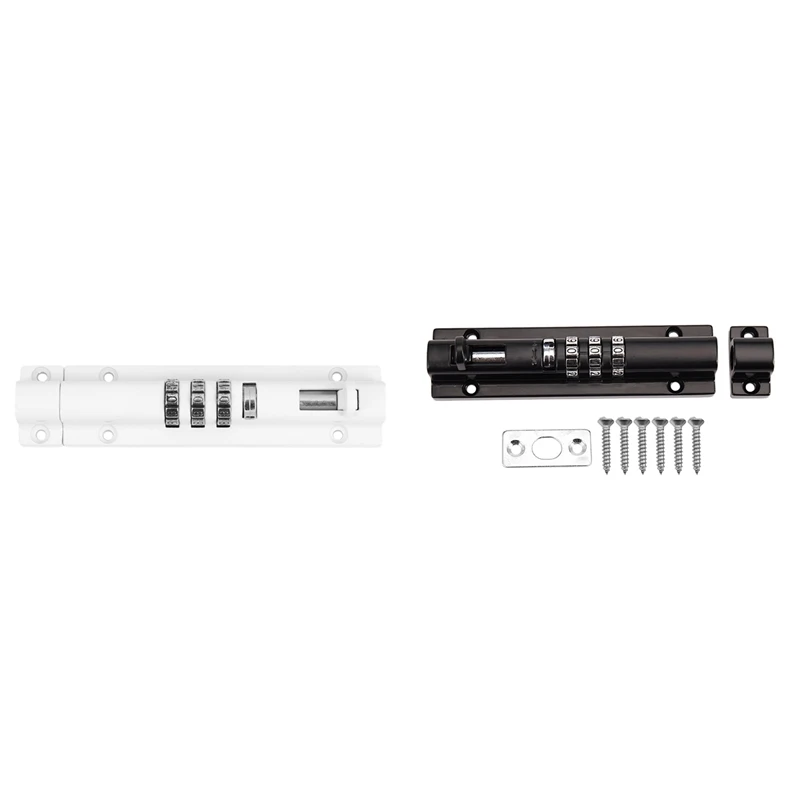 

2X Horizontal Horizontal Door Bolt Lock Sliding Combination Code Can Be Reset For Gate Garage Cabinet White & Black