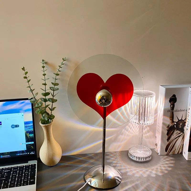 Ins Style-L&aacute;mpara creativa USB Plug-In Love, l&aacute;mpara de mesa de Ambiente, dormitorio, l&aacute;mpara de pie personalizada, decoraci&oacute;n art&iacute;stica en forma de coraz&oacute;n-2