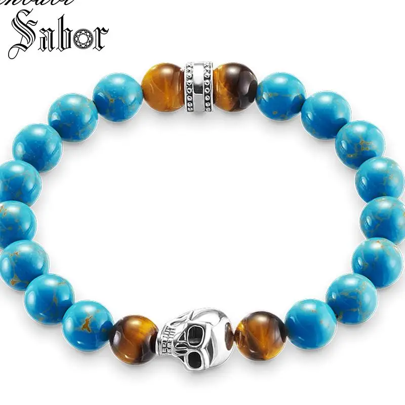 Модные аксессуары thomas ювелирные изделия лавовый камень синяя бусина череп