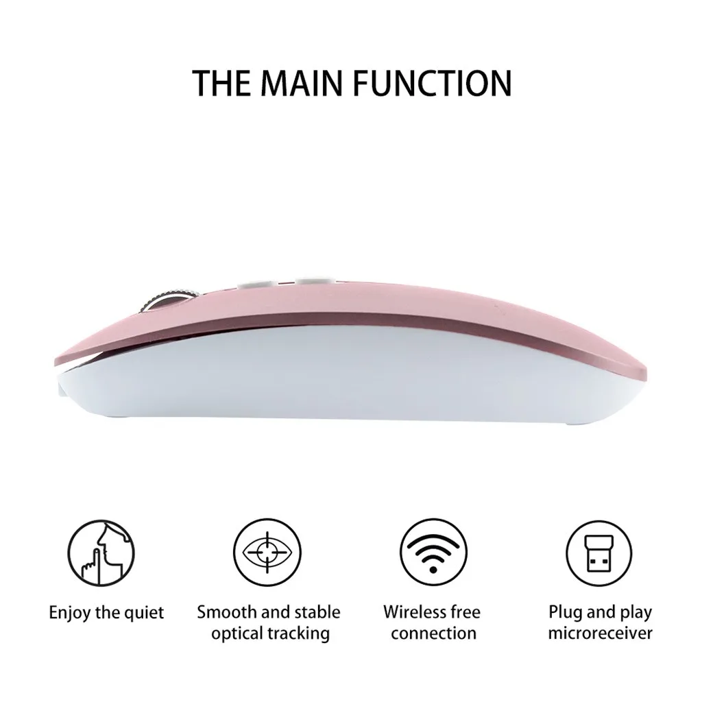 Перезаряжаемая Беспроводная игровая мышь 2 4G металлическая Бесшумная оптическая