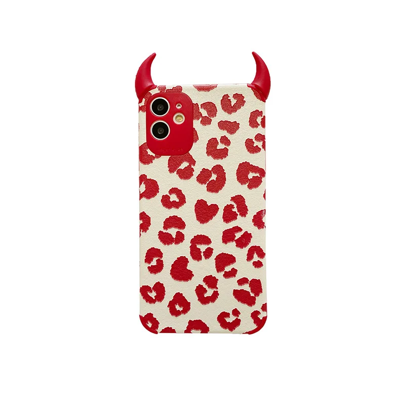 

New Year's three-dimensional horns suitable for iPhone12promax mobile phone case Apple 11Pro/78p female xs/xr soft