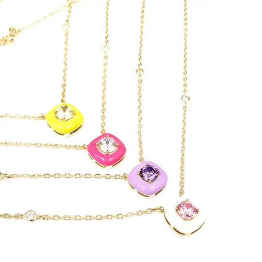 Золотистая Геометрическая круглая рамка CZ неоновая эмаль квадратный