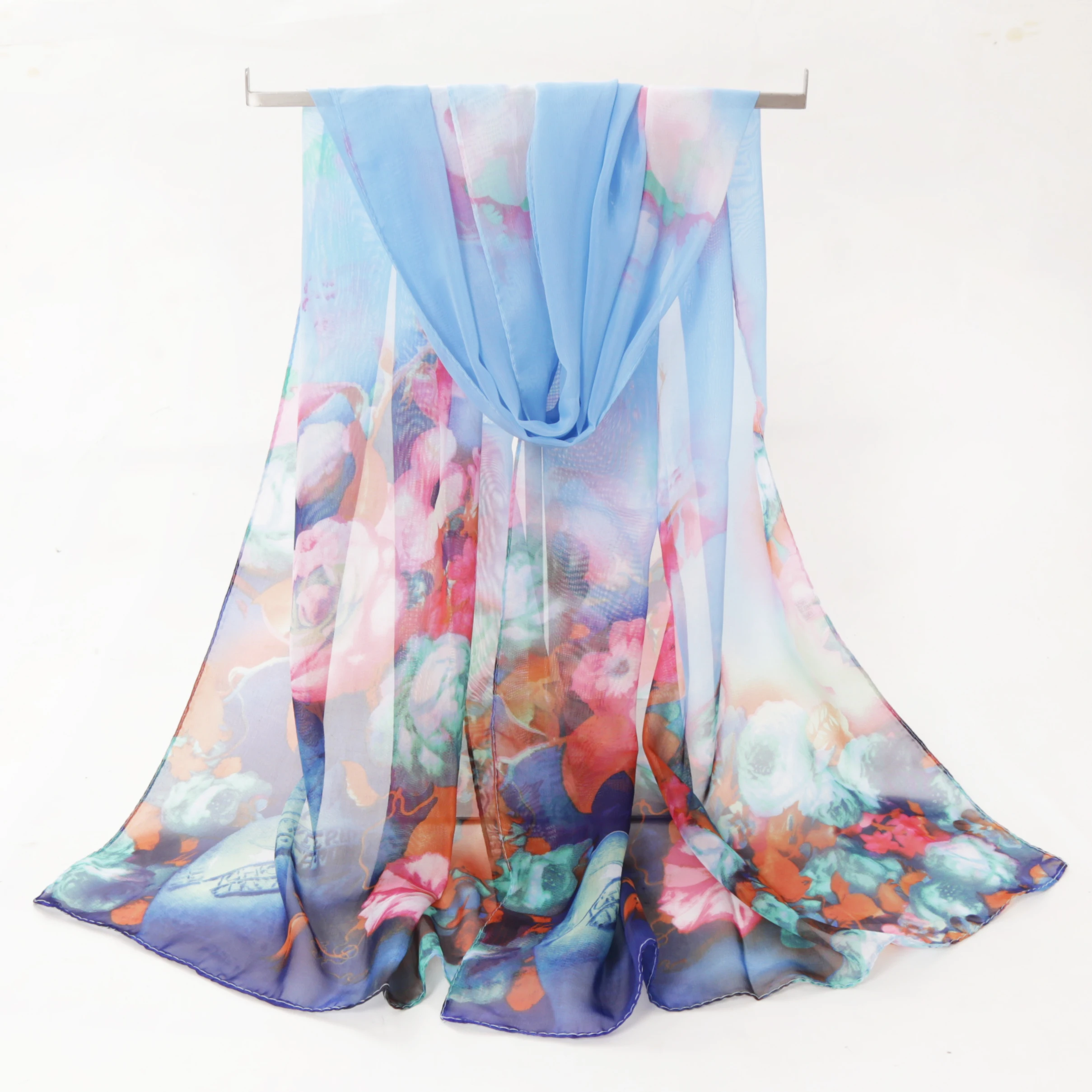 Новый женский цветочный шарф длинный мягкий накидка Женская шаль шифоновый