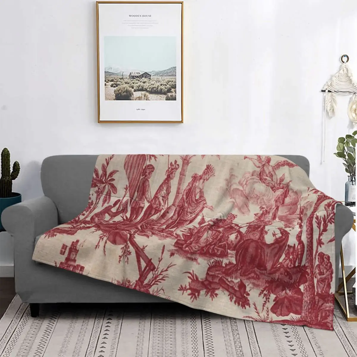

Toile Jouy-colcha a cuadros para cama, manta de playa Kawaii, manta receptora