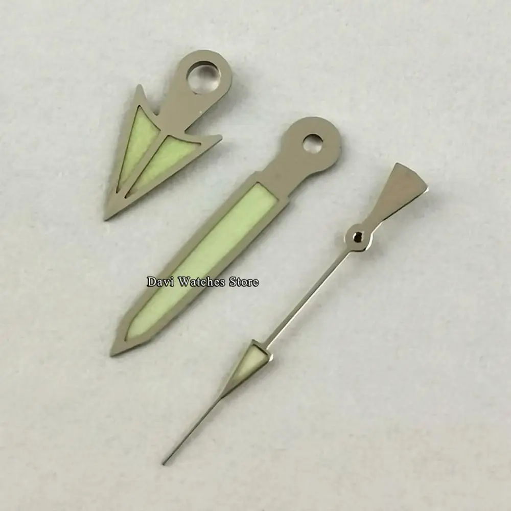 

1 шт. Роскошные Серебристые зеленые часы со светящимися стрелками NH35 NH36 часы с механизмом запасные части