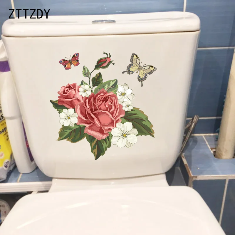 ZTTZDY 24 см × 2 розовая бабочка винтажное украшение для туалета наклейки на стену