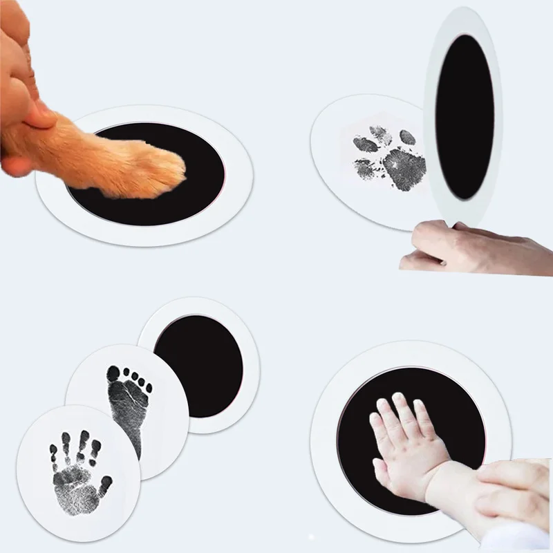 

New Safe Non-toxic Baby Round Footprints Handprint Newborn Baby Souvenirs Pet Dog Paw Prints Souvenir Pad Foot Print Pad Inkless