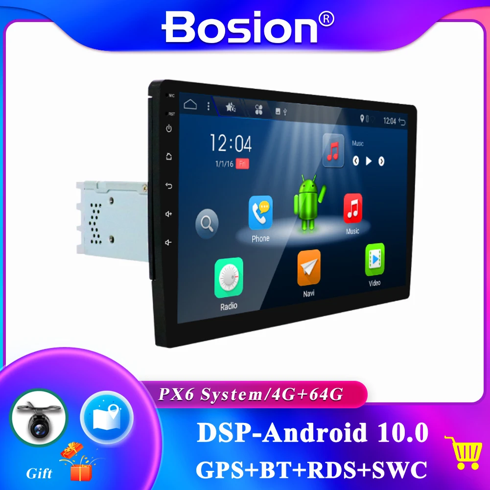 

1din android 10.0 car radio auto bluetooth Single din multimedia player universal GPS Navigation 10" HD 1024*600 DAB HDMI