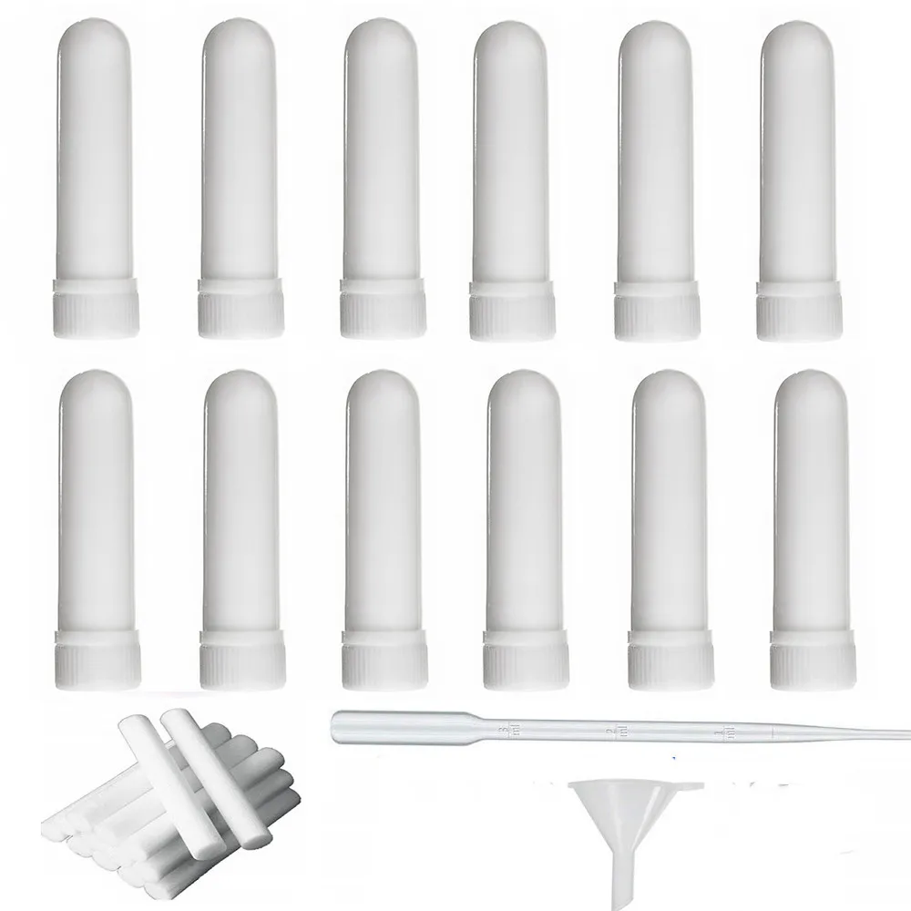 

12pcs White Essential Oil Aromatherapy Inhaler Tubes, Refillable Nasal Inhaler Blanks with cotton Wicks
