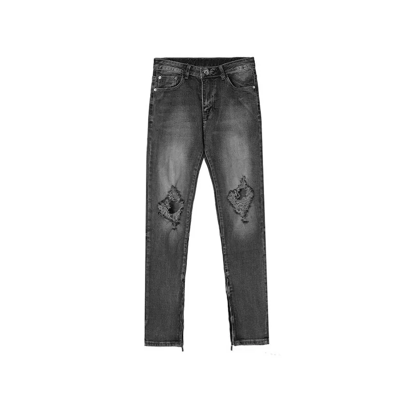 

Focus on The New High Quality Knee Hole Street Fashion Pants Men Women Zipper Pants Leg Jeans Slim Fashion