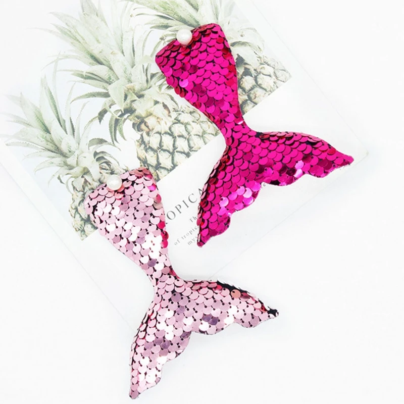 

8 Color Fish Tails Hair Clips Reversible Sequins Beauty Fish Hairpins Baby Girls E15E
