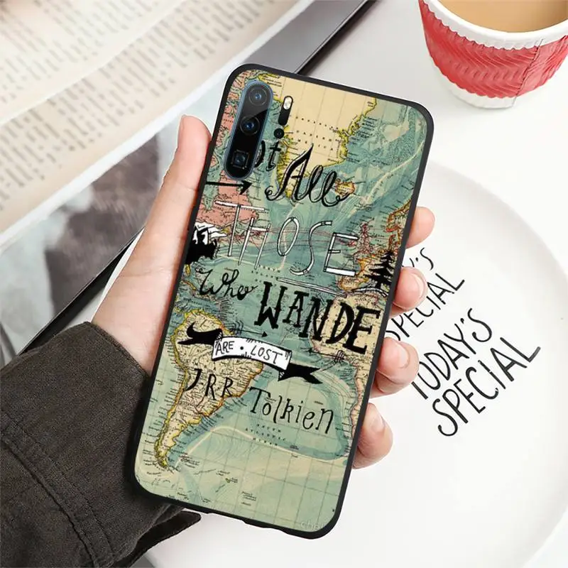

World Map Travel Phone Case For Huawei honor Mate P 10 20 30 40 i 9 8 pro x Lite smart 2019 nova 5t