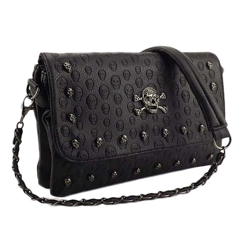 

Women Shoulder Bag Rivet Skull Messenger Bags Envelope Mini Clutch Bags Envelope Crossbody Small Retro Square Bag Women Bag