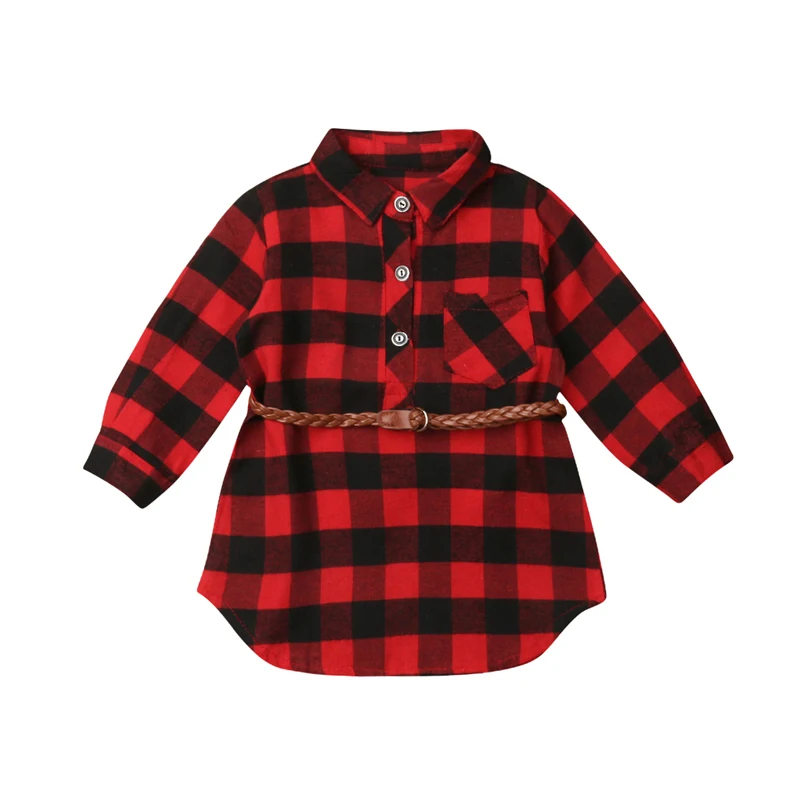 Christmas Dress Baby Girl Clothes Red Plaid Princess Costume + Belt 2pcs Newborn Toddler Kids Winter Spring Outfits 0-5T | Детская