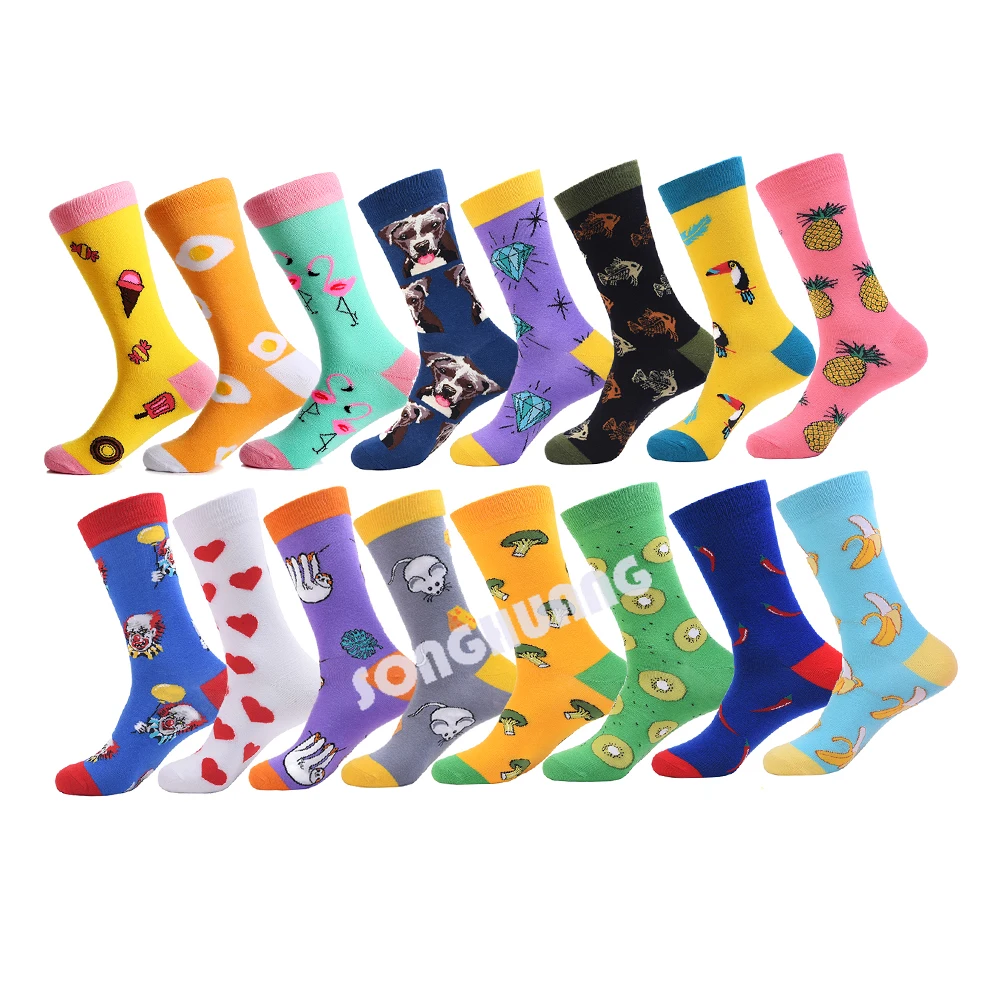 Модные мужские и женские Носки с рисунком клоуна фруктов лошади акулы ленивых