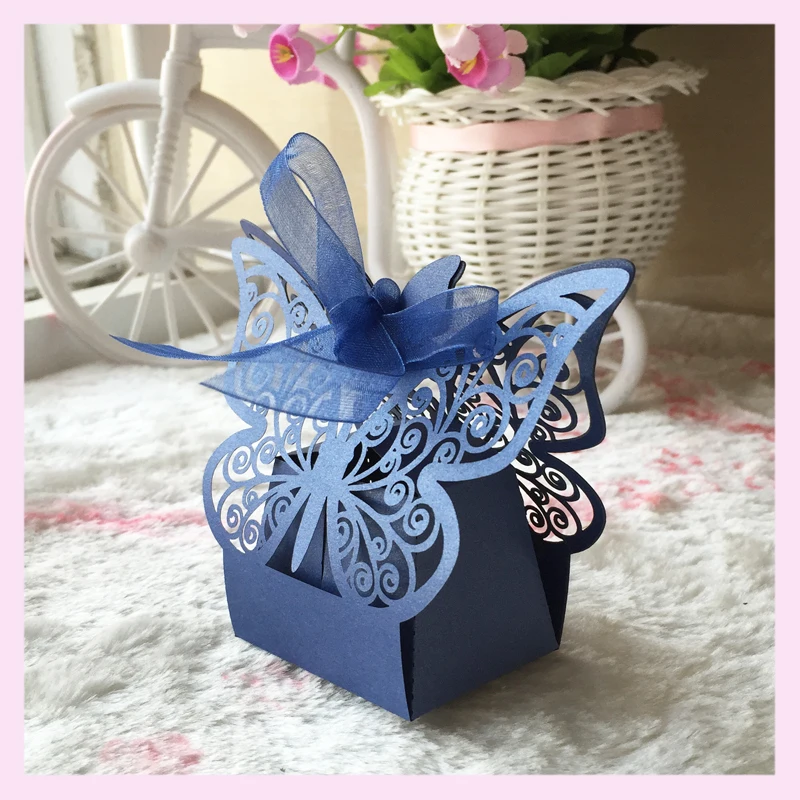 50 шт. 3D подарочная коробка из рустикальной и кружевной крафтовой бумажной