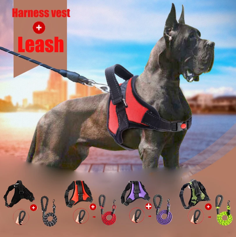 

Жилет светоотражающий и дышащий, с поводком, для маленьких и больших собак, регулируемый поводок для собаки