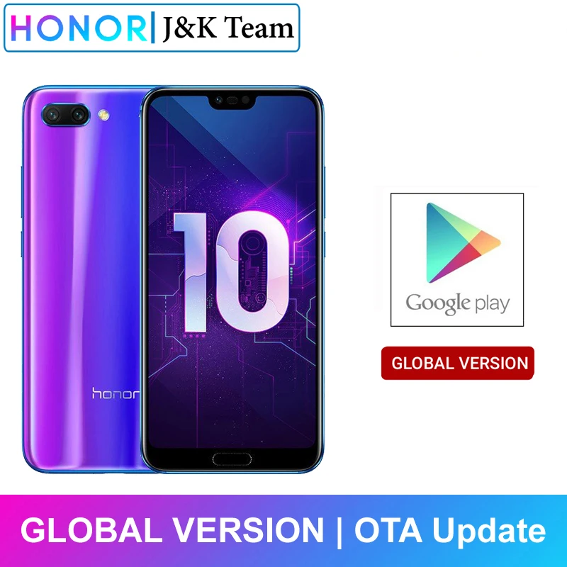 Honor 10 глобальная версия 4 Гб 128 Гб Смартфон NFC мобильный телефон Android 8,1 5," 4* камера 24 МП 3400 мАч QuickCharge
