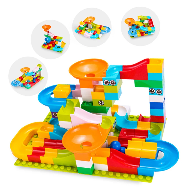 

Мраморная гонка, большой блок, совместимые с Duploed, строительные блоки, воронка, скользящие блоки, сделай сам, большие кирпичи, игрушки для дет...