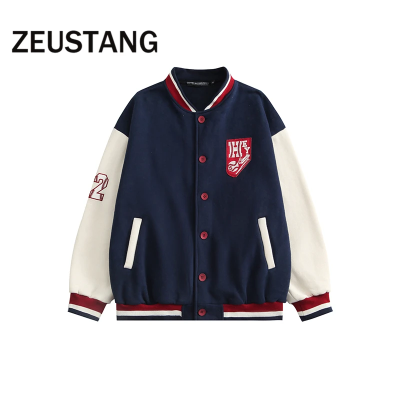 

Zeustang Harajuku уличная одежда Куртки С Вышивкой Букв бейсбольные пальто в стиле хип-хоп обычные повседневные мужские модные топы