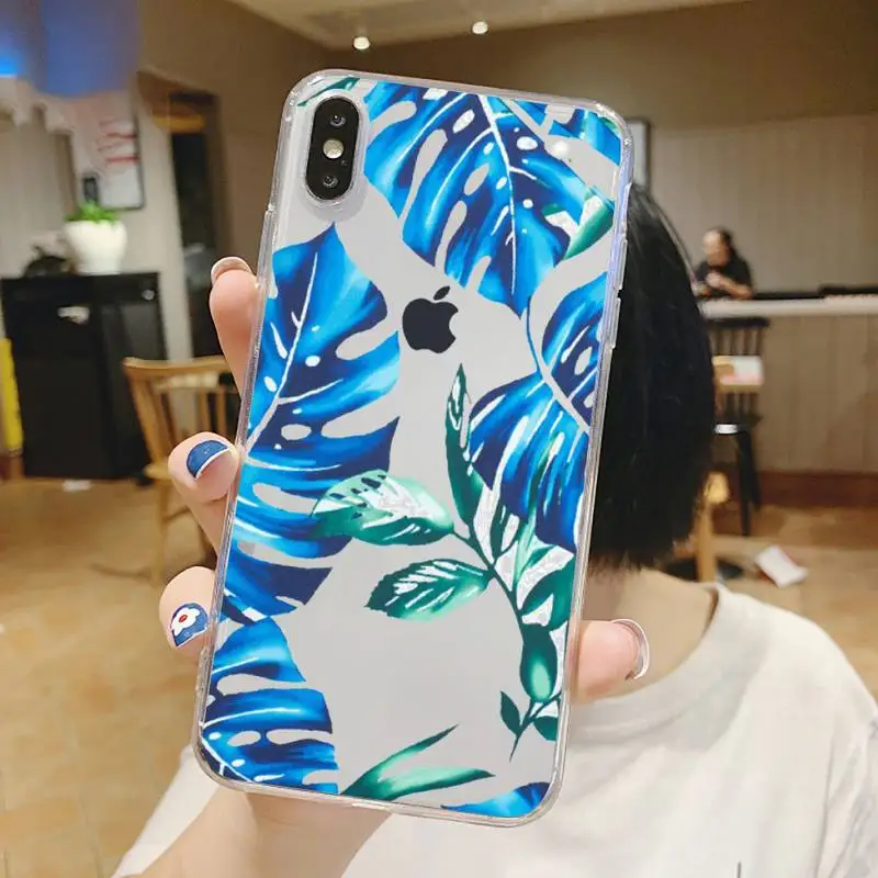 

Retro Floral banana Leaf article Phone Case Transparent soft For iphone 5 5s 5c se 6 6s 7 8 11 12 plus mini x xs xr pro max
