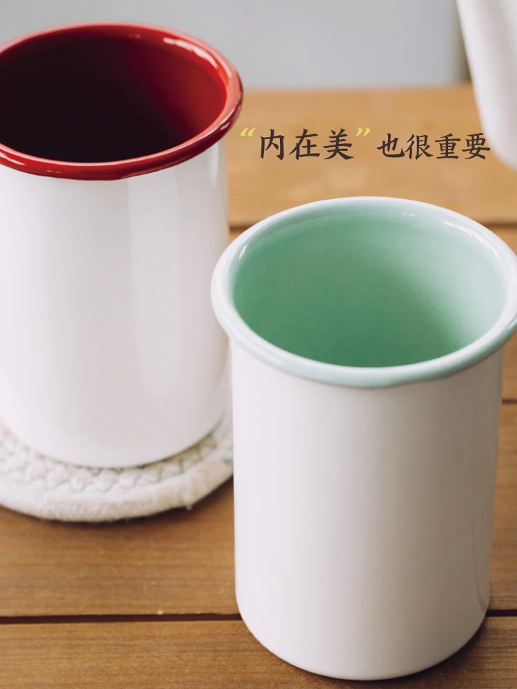 

Прямой японский стиль бытовой фарфор эмалированная эмаль холодная вода питьевая кофейная чашка для молока чашка для полоскания рта посуда ...