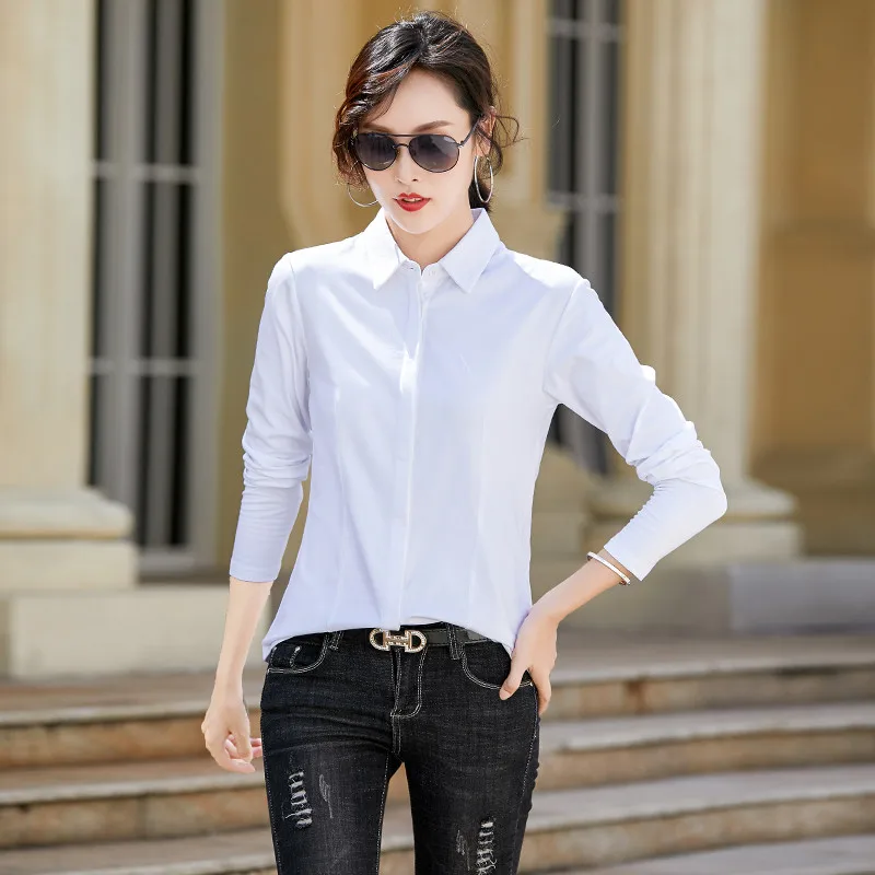 

Autumn women's long-sleeved shirt concealed button long-sleeved cardigan cotton all-match comfortable bottoming shirt