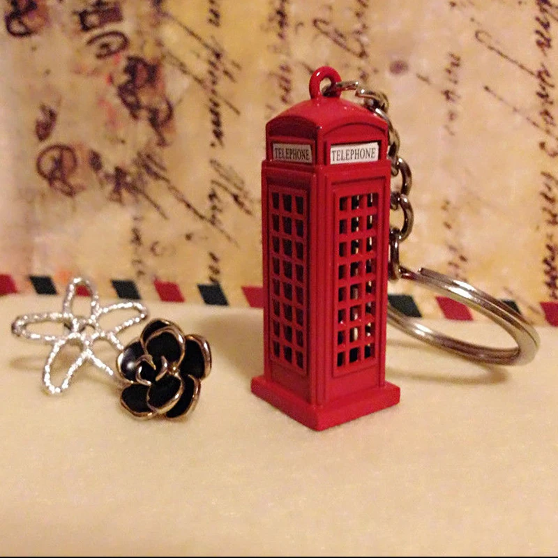 Vintage Telephone Booth British Miniature London Car Key Ring keychains Diecast Keychain Gift for Women Girls |