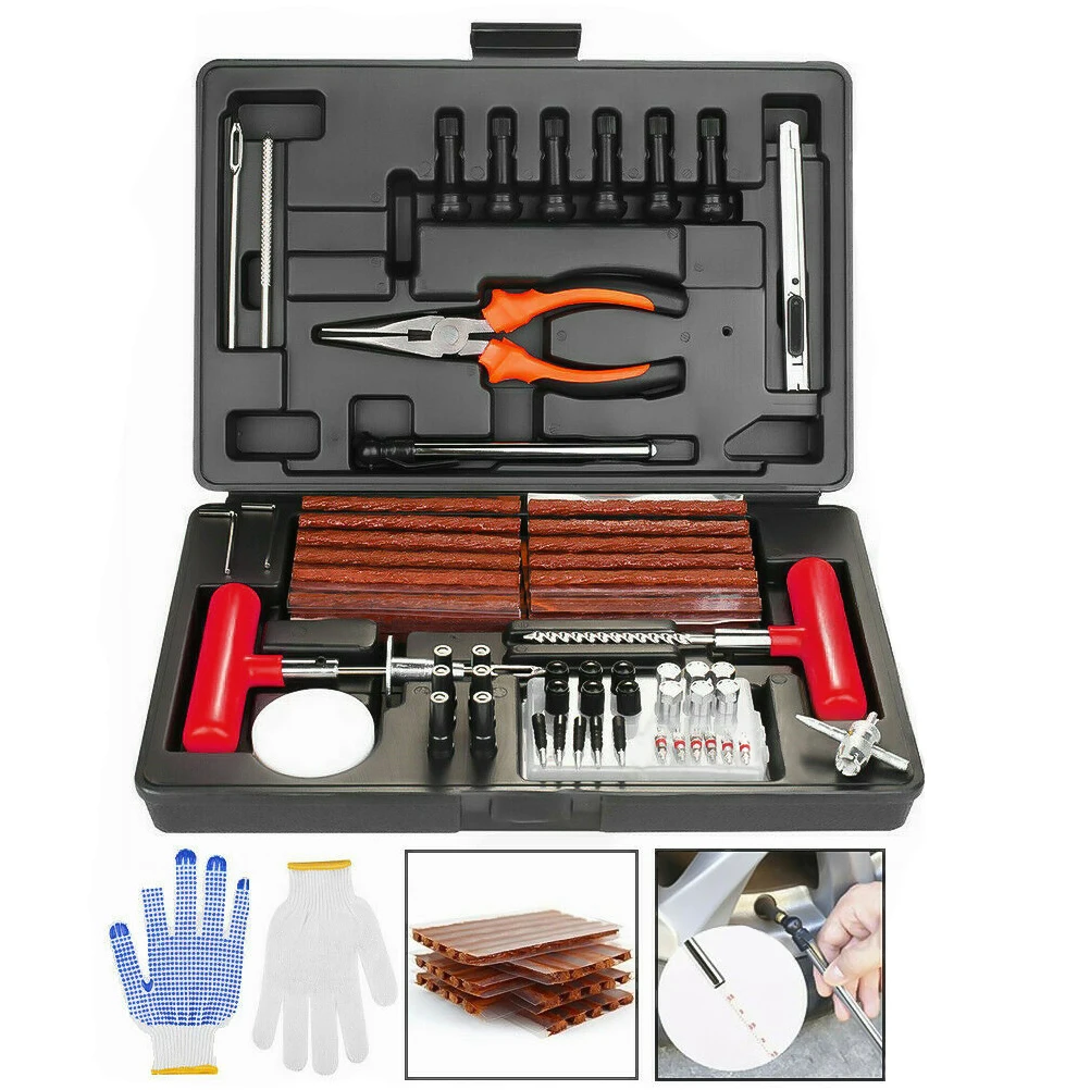 

100pcs Car Tire Repair Tool Set Kit Car Van Tire Repair Tools Emergency Heavy Duty Tubeless Puncture Repair Kit Plug Universal