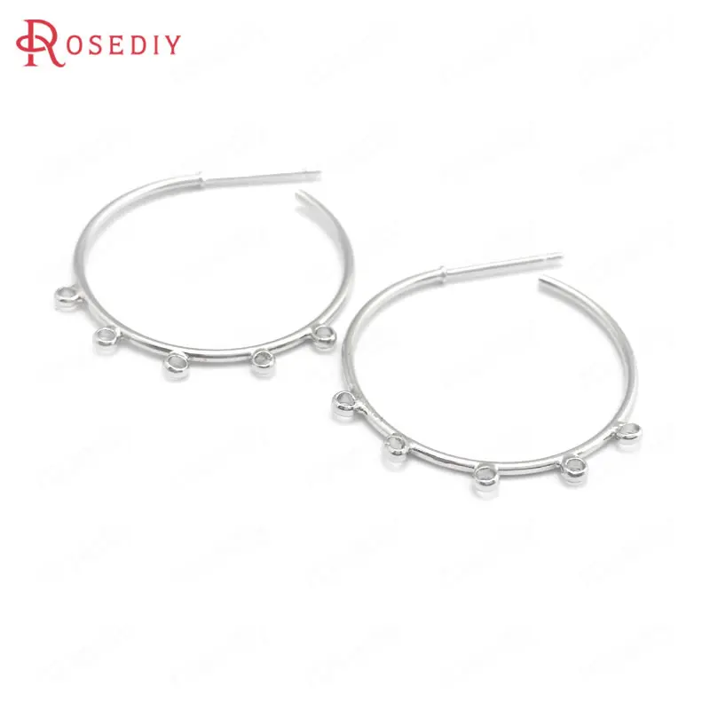 Серьги-гвоздики с 5 отверстиями для подвешивания из латуни 24 х20 мм К 6 шт. |