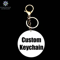 somesoor wholesale custom photo print keyholder stainless steel gold color personalized pendant keychain for women gift 10pcs