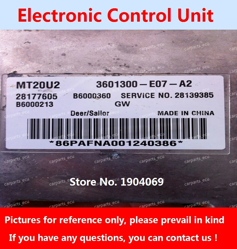 

ECU MT20U2 28177605 3601300-E07-A2 для пикапа Great Wall Deere/Wingle Автомобильная материнская плата двигателя/28230766 SMW250765 22U28152571