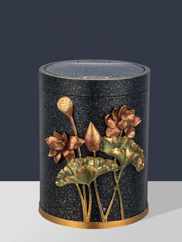 

GY Retro Faux Wood Trash Can Induction Intelligent Creative Living Room Wastebasket Automatic Wooden Imitation Solid Wood