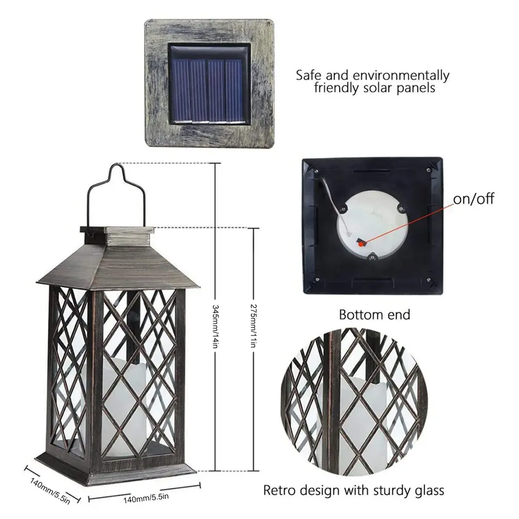 

Solar Lantern Hanging Lanterns Waterproof LED Flickering Flameless Candle Mission Outdoor Garden Decor Auto Sensing Lights NB-4