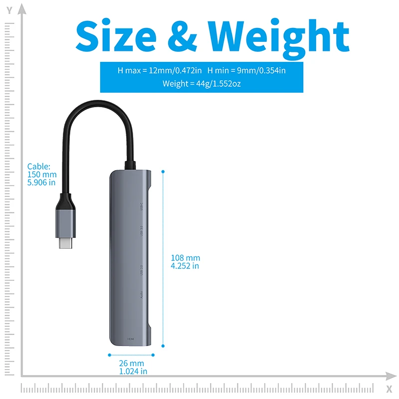 

USB C HUB 5Port USB 3.1 Type C Adapter to USB3.0 HDMI 4K 3.5MM Headphone USB C PD Type C HUB