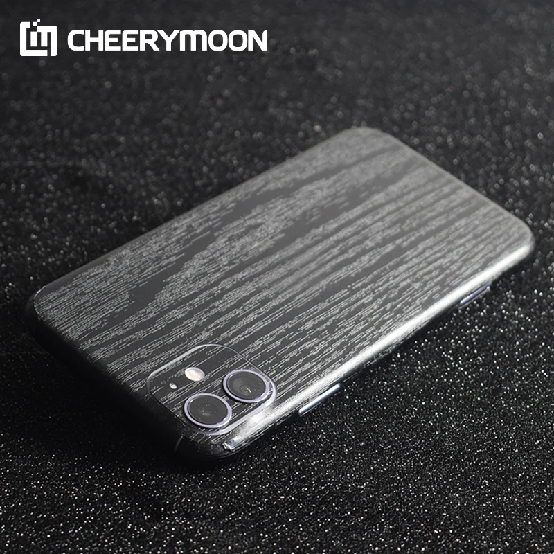 

Dropshipping Black Wood Grain Rear Stickers Wrap For iPhone 13 11 12 PRO MAX mini XR XS 7 8 6 5 5S Plus SE2 Protector Back Film