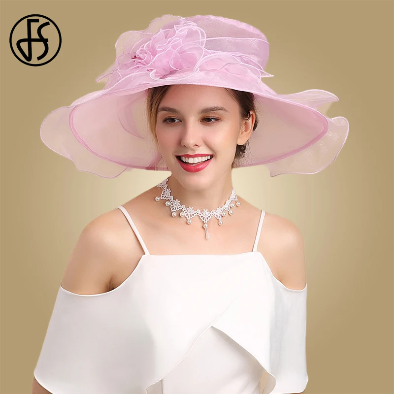 FS церкви Шапки летняя шляпа с широкими полями розовый Fedora Шляпа Для женщин 2020