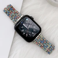 metal diamond strap for apple watch 7 6 54 se 45mm 40mm 44mm colourful for iwatch series 3 38mm 42mm metal stainless steel strap