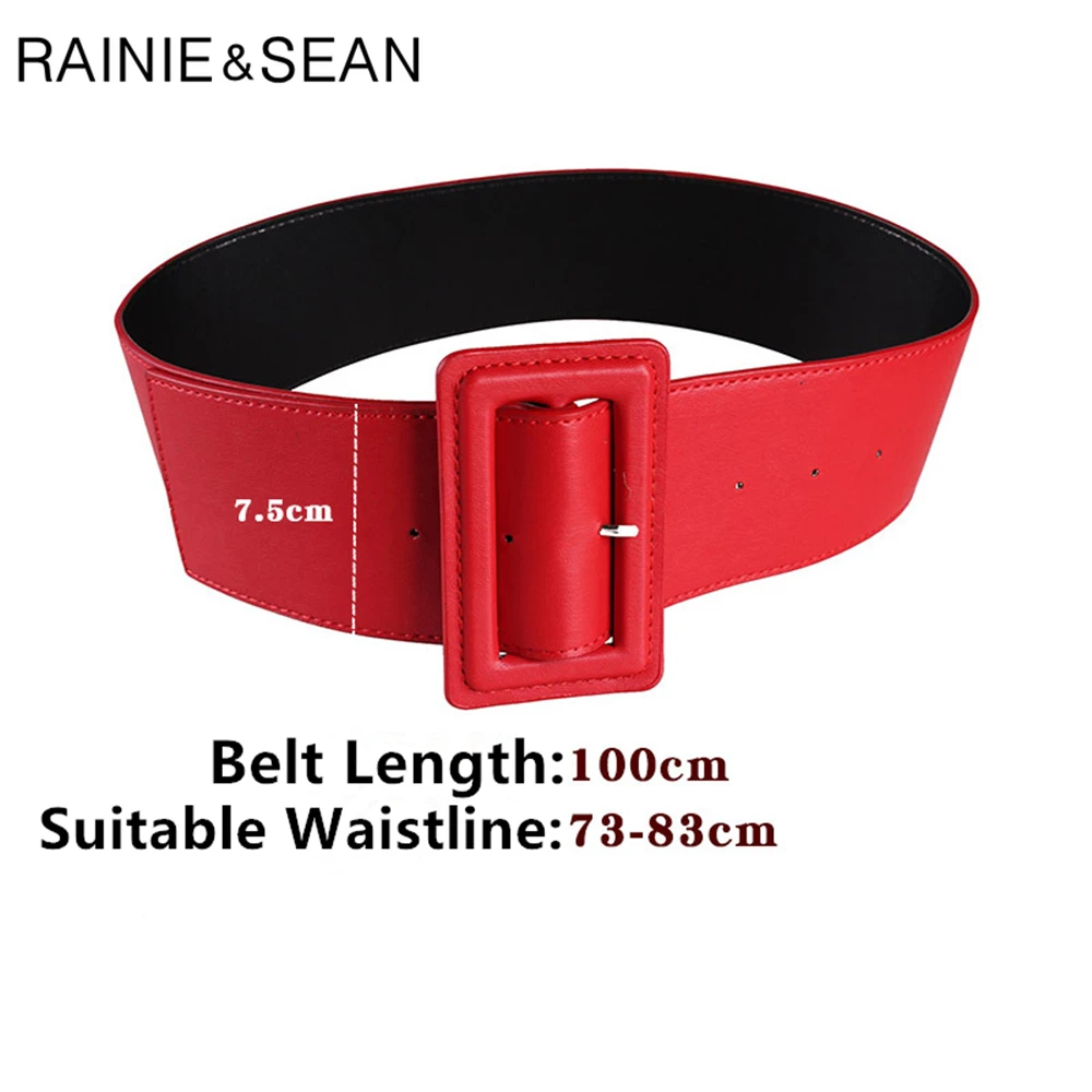 Женские кожаные ремни RAINIE SEAN широкие однотонные синего и зеленого цвета с